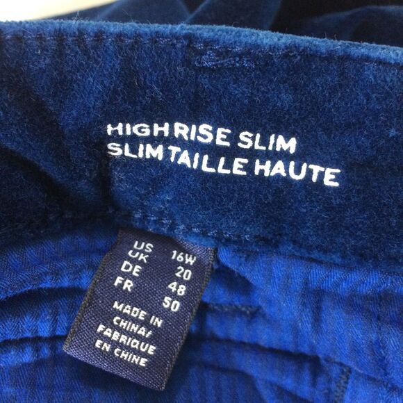 Lands’ End Women’s Velvet Pants High Rise Slim Fit Blue Size 16W - Picture 3 of 5